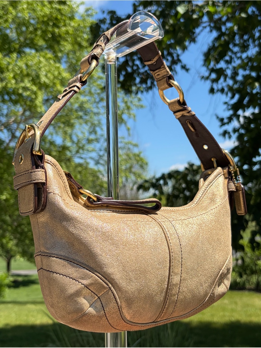 Vintage COACH Soho Metallic Gold Signature Limited Edition Hobo 3685